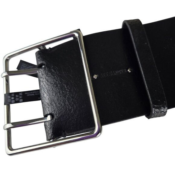 Allsaints Wide Leather Blend Belt M Silver Hardware Fits Waist 28-33 main image 5